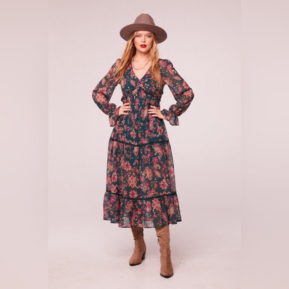 Band of the Free Dresses & Skirts - NWT Band of the Free RUN THE WORLD PINE PAISLEY EMPIRE WAIST MIDI DRESS